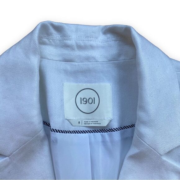 1901 Ecru White Linen Single-Button Blazer | Size 8 - Picture 7 of 13